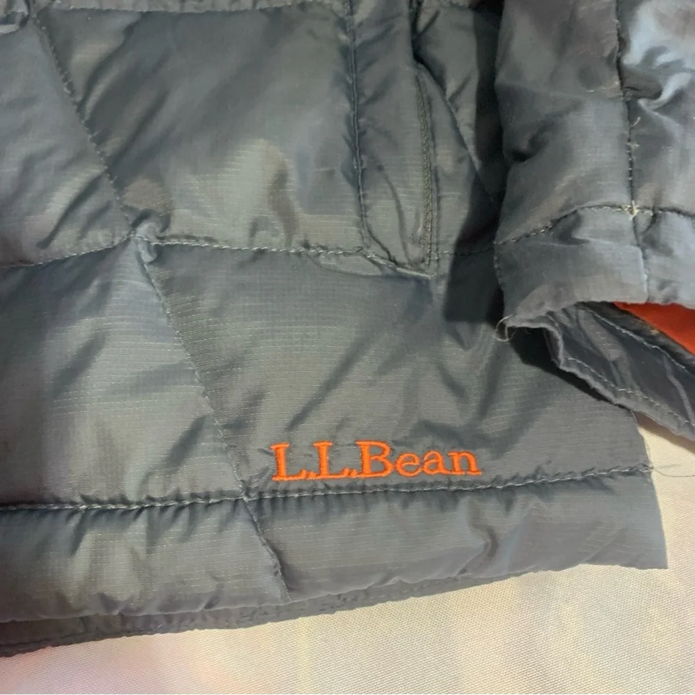 L.L. Bean Downtek Jacket Navy Blue Orange Kids Medium 10-12 Unisex